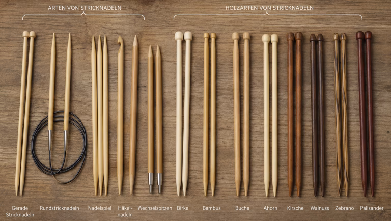 Stricknadeln aus Holz eine super Alternative